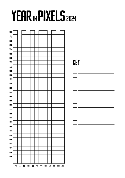 Year in Pixels Printable Templates Size A5 and Passion Planner L